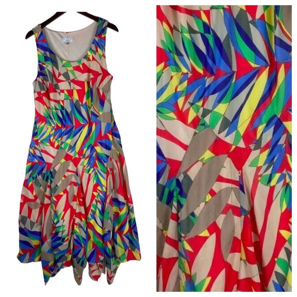 SIGNATURE By ROBBIE BEE 16W XL 1X Dress Sundress Vibrant Graphic Slvlss - Picture 1 of 4
